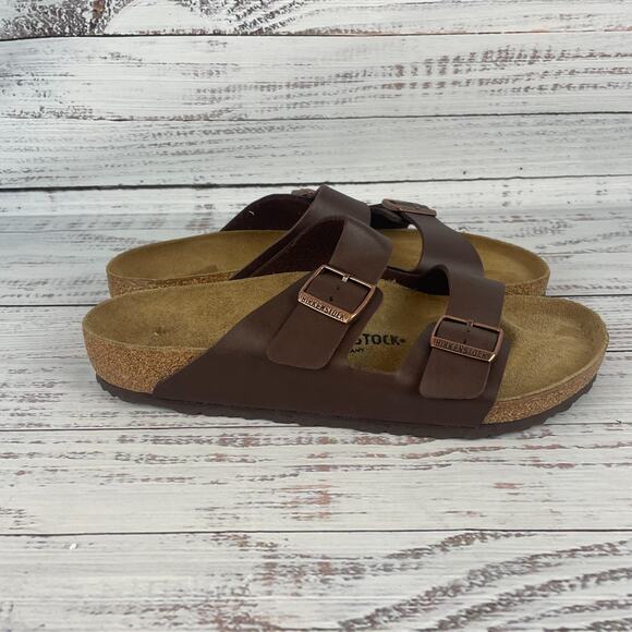 Birkenstock Arizona Birko-Flor Mens EU 46 US 12 Regular Sandals Dark Brown Leath main image 5
